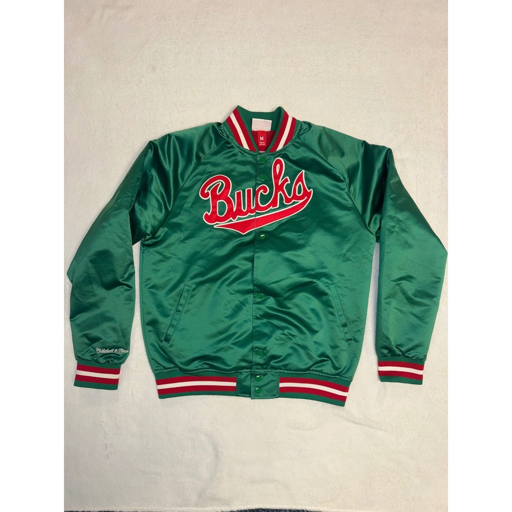 Mitchell & Ness Milwaukee Bucks NBA Hardwood Classics Satin Varsity Jacket Men M